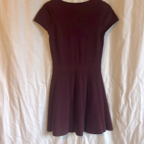 Theory Anderz Evian Stretch Dark Ruby Cap Sleeve Wool Skater Skirt Dress - Picture 4 of 9